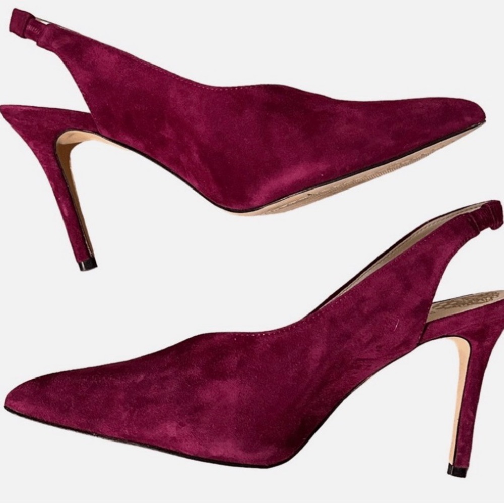 Vince Camuto Burgundy Suede Slingback Heels
